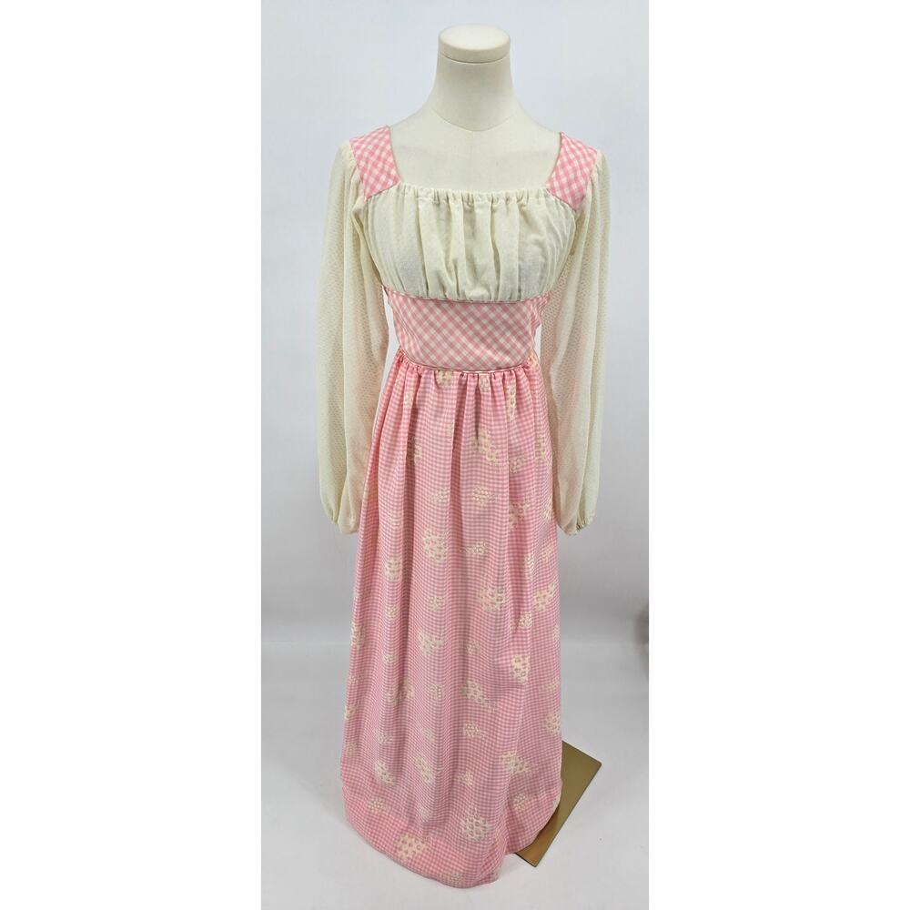 Vintage Candi Jones Pink Gingham Prairie Dress